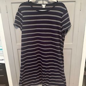 JCrew Navy Striped T-shirt Dress